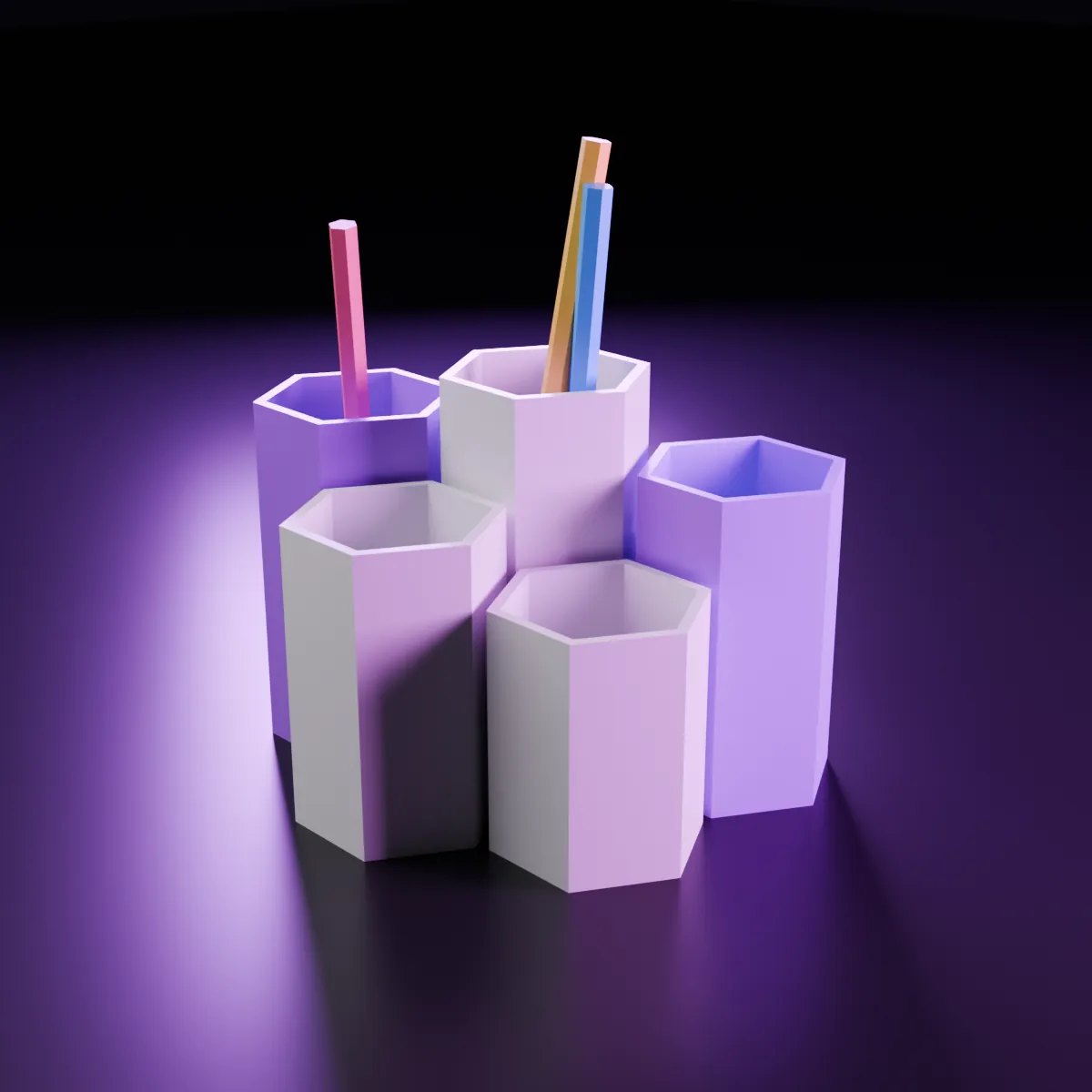 Šestihranný organizér na tužky z 3D tiskárny